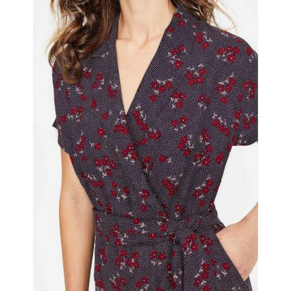NWT Boden Frederica Floral Jumpsuit Daisy Field navy and red